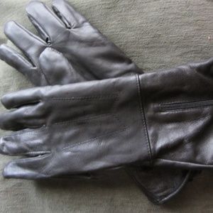 MEN'S BLACK SOFT LEATHER GAUNTLET ZIP GLOVES NWOT